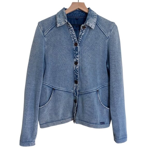 Blue Willi’s Blue Cotton Knit Sweater Jacket M - Picture 1 of 6